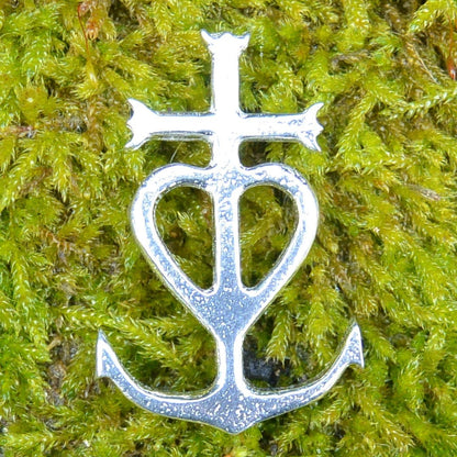 Camargue Cross Brooch, Handcast Pewter, Polished Finish