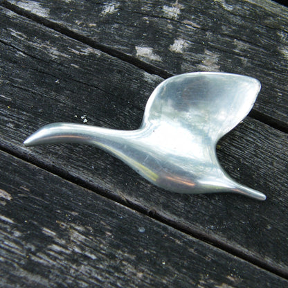 Swan Brooch, Handcast Pewter, Polished Finish