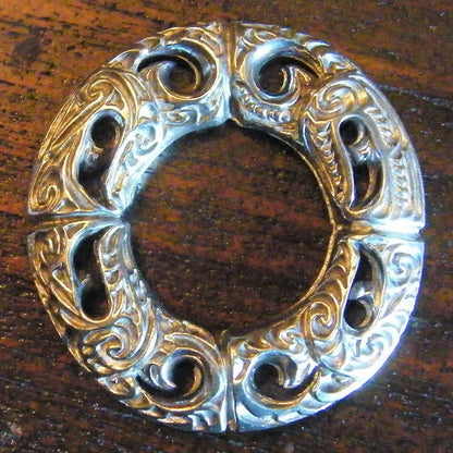 Maori Garland Brooch, Handcast Pewter, Polished Finish