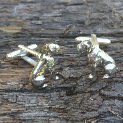 French Bulldog Cufflinks, Handcast Pewter, Polished Finish