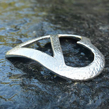 Hammered Heart Scarf Ring, Handcast Pewter, Polished Finish