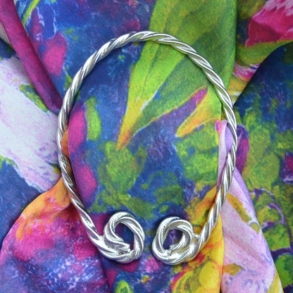 Twisted Scarf Ring, Handcast Pewter Circle, Polished Finish