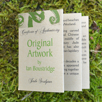 New Zealand Jade (Pounamu) Pendant Carved From Hand Foraged West Coast Pounamu (Greenstone or Jade)