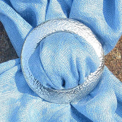 Hammered Circle Scarf Ring, Handcast Pewter, Polished Finish