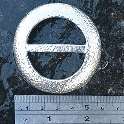 Hammered Circle Scarf Ring, Handcast Pewter, Polished Finish