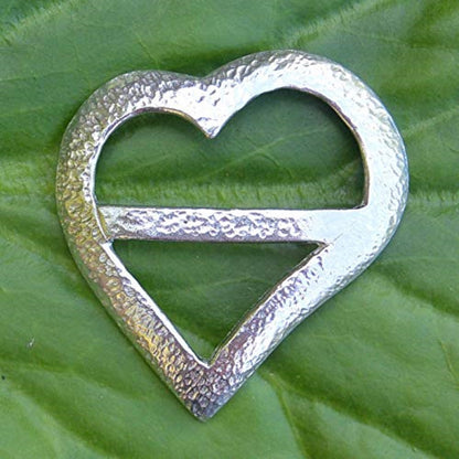 Hammered Heart Scarf Ring, Handcast Pewter, Polished Finish