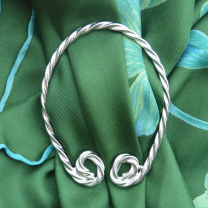 Twisted Scarf Ring, Handcast Pewter Circle, Polished Finish