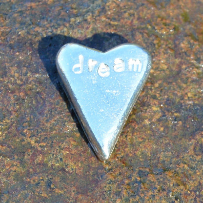 Dream, Heart Token, Heart Pocket Token, Handmade, in Fine Pewter, by William Sturt, Sent In Pretty Organza Bag