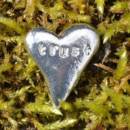 Trust, Heart Token, Heart Pocket Token, Handmade, in Fine Pewter, by William Sturt, Sent In Pretty Organza Bag
