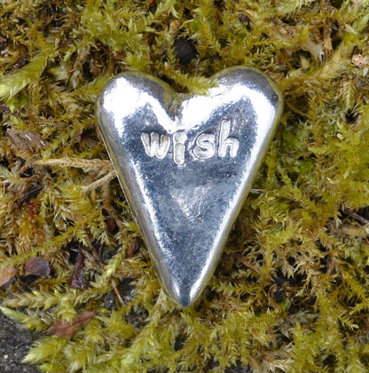 Wish, Heart Token, Heart Pocket Token, Handmade, in Fine Pewter, by William Sturt, Sent In Pretty Organza Bag