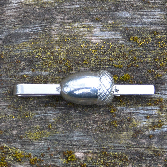 Acorn Tie Clip, Acorn Tie Slide, Handmade in Fine Pewter by William Sturt