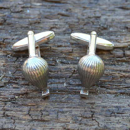 Hot Air Balloon Cufflinks, Handcast Pewter Cufflinks, Polished Finish
