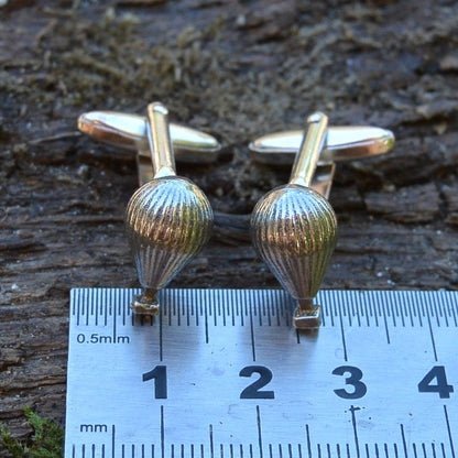 Hot Air Balloon Cufflinks, Handcast Pewter Cufflinks, Polished Finish