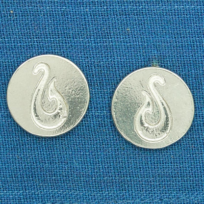 Maori Fish Hook Cufflinks, Handcast Pewter Cufflinks, Polished Finish