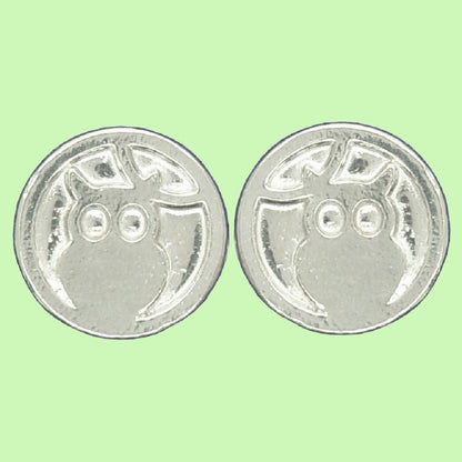 Owl and Moon Cufflinks, Handcast Pewter Cufflinks, Polished Finish