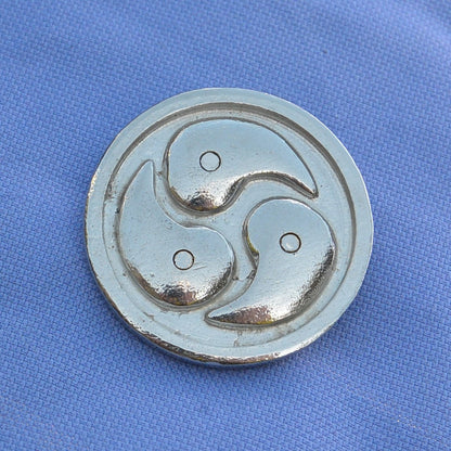 Triskelion Brooch (Round Design), Handcast Pewter, Polished Finish