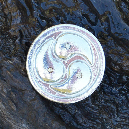 Triskelion Brooch (Round Design), Handcast Pewter, Polished Finish
