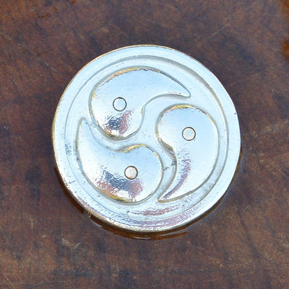 Triskelion Brooch (Round Design), Handcast Pewter, Polished Finish