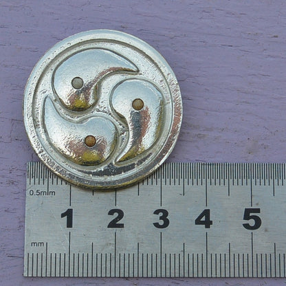 Triskelion Brooch (Round Design), Handcast Pewter, Polished Finish