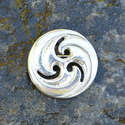 Triskele Brooch (Rounded Design), Handcast Pewter, Polished Finish