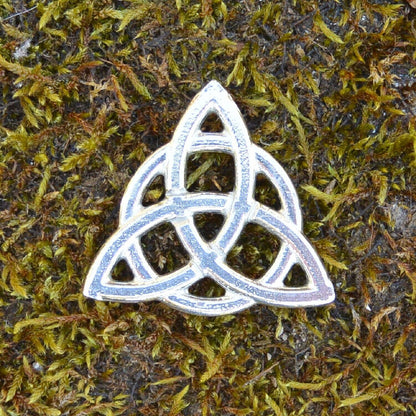 Trinity Knot Brooch (Triquetra), Handcast Pewter, Polished Finish