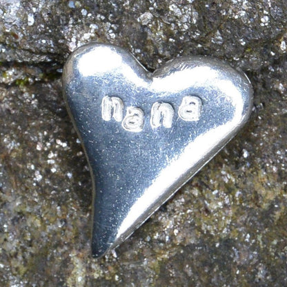 Nana, Heart Token, Heart Pocket Token, Handmade, in Fine Pewter, by William Sturt, Sent In Pretty Organza Bag