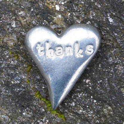Thank You Pocket Token, Heart Pocket Token, Handmade in Fine Pewter, by William Sturt, Sent In Pretty Organza Bag
