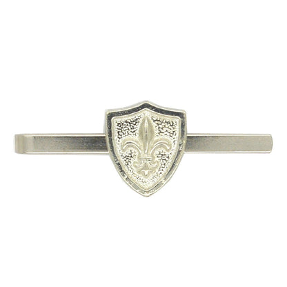 Shield Fleur-de-Lys Tie Clip, Handcast Pewter with a Highly Polished Finish