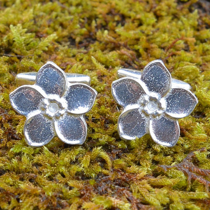 Forget Me Not Cufflinks, Handcast Cufflinks, Polished Finish