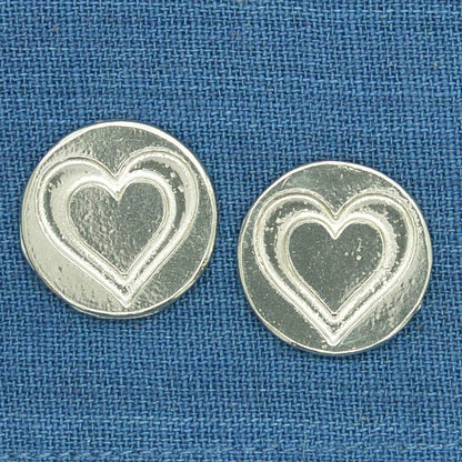 Double Heart Cufflinks, Handcast Pewter Cufflinks, Polished Finish
