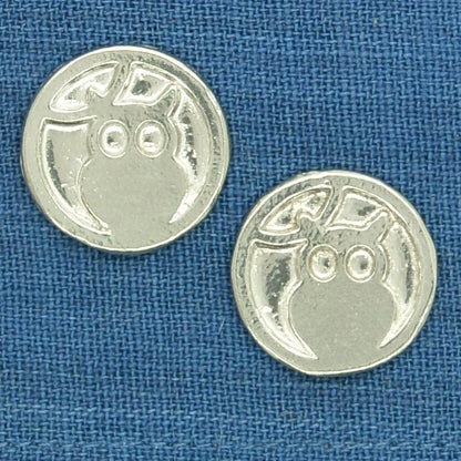 Owl and Moon Cufflinks, Handcast Pewter Cufflinks, Polished Finish