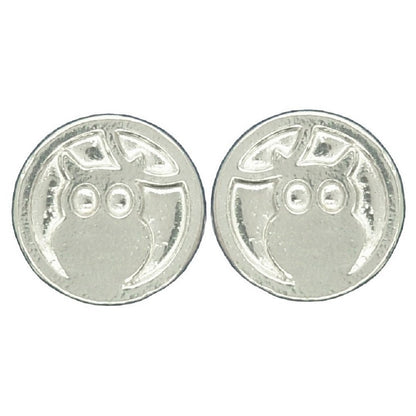 Owl and Moon Cufflinks, Handcast Pewter Cufflinks, Polished Finish