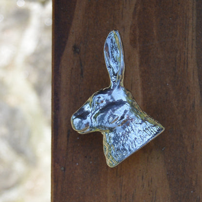 Hares Head Kitchen Knobs, Rabbit Drawer Knobs, Cabinet Knobs, Handmade, in Fine Pewter, by William Sturt