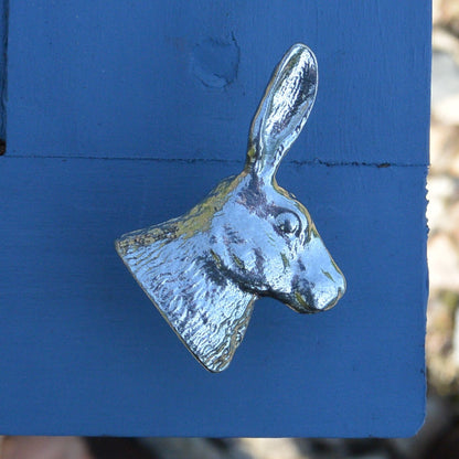 Hares Head Kitchen Knobs, Rabbit Drawer Knobs, Cabinet Knobs, Handmade, in Fine Pewter, by William Sturt