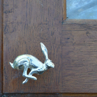 Running Hare Kitchen Knobs, Rabbit Drawer Knobs, Cabinet Knobs, Handmade, in Fine Pewter, by William Sturt