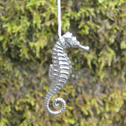 Seahorse Light Pull, Handcast Pewter, Polished Finish