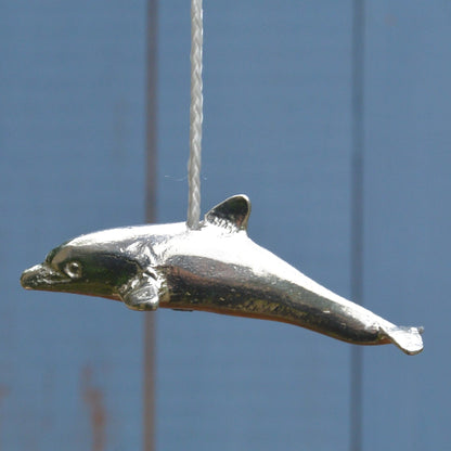 Swimming Dolphin Light Pull, Handcast Pewter, Polished Finish