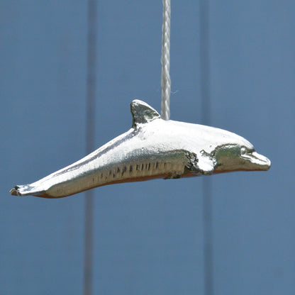 Swimming Dolphin Light Pull, Handcast Pewter, Polished Finish