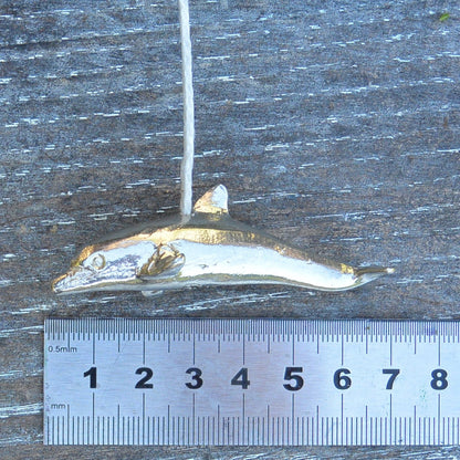 Swimming Dolphin Light Pull, Handcast Pewter, Polished Finish