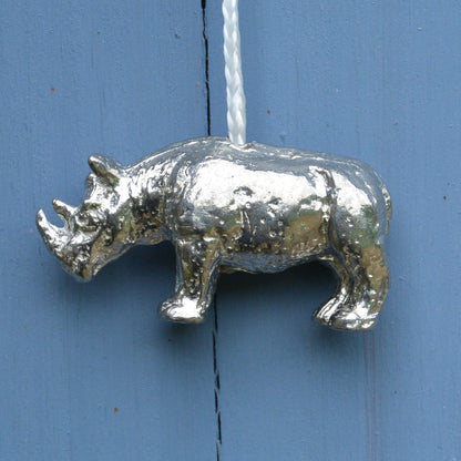 Rhino Light Pull, Handcast Pewter, Polished Finish