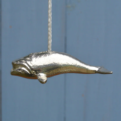 Swimming Whale Light Pull, Handcast Pewter, Polished Finish
