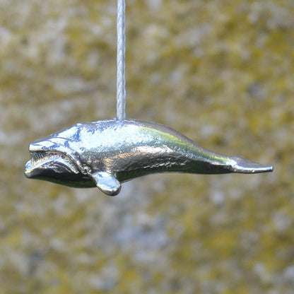 Swimming Whale Light Pull, Handcast Pewter, Polished Finish