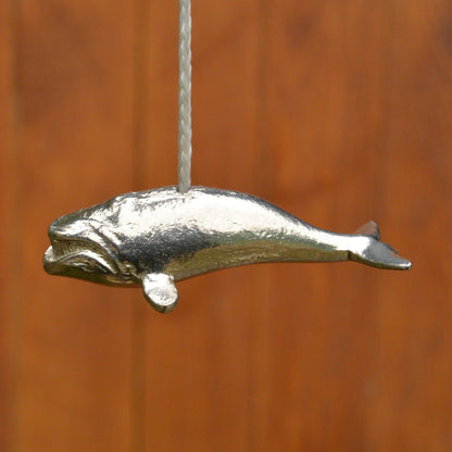 Swimming Whale Light Pull, Handcast Pewter, Polished Finish