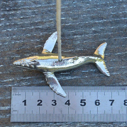 Diving Whale Light Pull, Handcast Pewter, Polished Finish