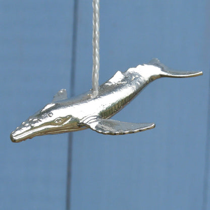 Diving Whale Light Pull, Handcast Pewter, Polished Finish
