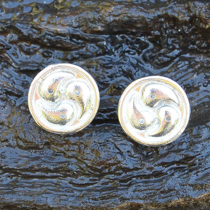 Triskelion Cufflinks, Handcast Pewter Cufflinks, Polished Finish