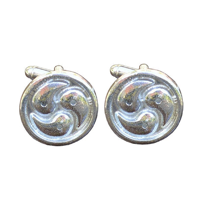 Triskelion Cufflinks, Handcast Pewter Cufflinks, Polished Finish