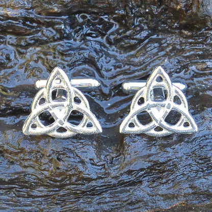 Triquetra (Trinity Knot) Cufflinks, Handcast Pewter Cufflinks, Polished Finish