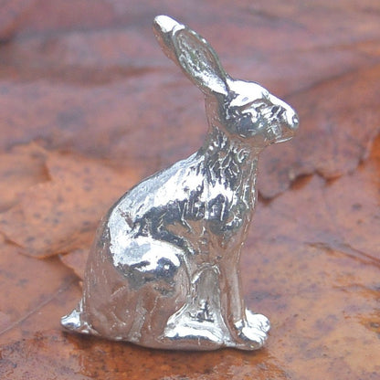 Miniature Hare Figurine, Handmade in Fine Pewter by William Sturt