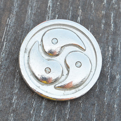 Triskelion Brooch (Round Design), Handcast Pewter, Polished Finish